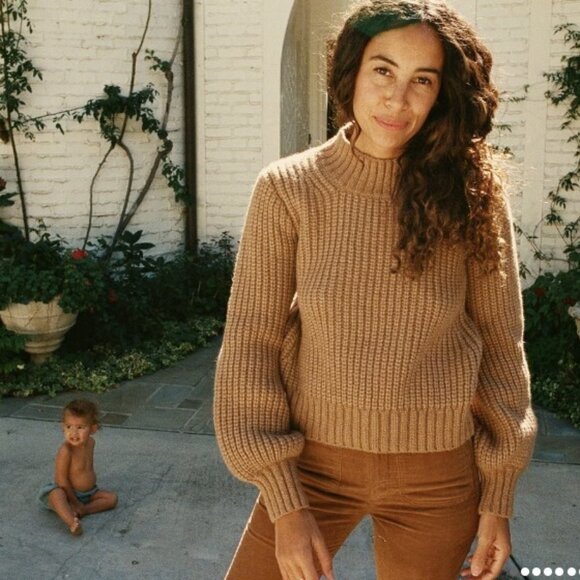 Doen Alpaca Lulu Jumper Mock Neck Sweater Almond Size XS - Picture 2 of 4